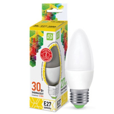 Лампа светодиодная LED-СВЕЧА-standard 3.5Вт 160-260В Е27 3000К 320Лм ASD