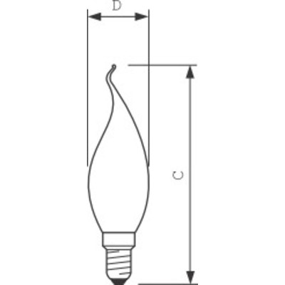 Лампа свеча на ветру матовая DECOR С35 FLAME FR 40W E14  (230V) (S110) FOTON 