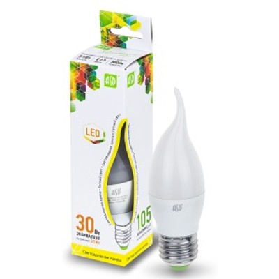 Лампа светодиодная LED-СВЕЧА НА ВЕТРУ-standard 5Вт 160-260В Е27 4000К 450Лм ASD 