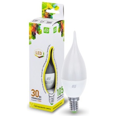 Лампа светодиодная LED-СВЕЧА НА ВЕТРУ-standard 7.5Вт 160-260В Е14 3000К 675Лм ASD