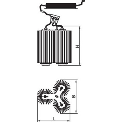 Светильник ДСП04-300-101 Star E 850 IP65, 302х302х330, корпус Al, LED, 3 блока, 280 Вт, 31268 лм, 112 лм/Вт, Ra=80, ССТ 5000K, КСС 