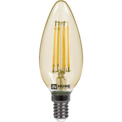 Лампа светодиодная LED-СВЕЧА-deco 5Вт 230В Е14 3000К 450Лм золотистая IN HOME