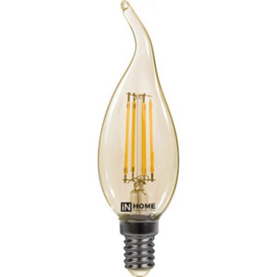 Лампа светодиодная LED-СВЕЧА НА ВЕТРУ-deco 5Вт 230В Е14 3000К 450Лм золотистая IN HOME