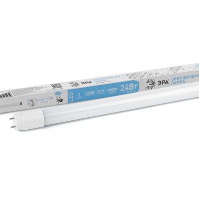 Лампа светодиодная ECO LED T8-24W-840-G13-1500mm ЭРА (диод,трубка стекл,24Вт,нейтр,непов. G13) (30/840)