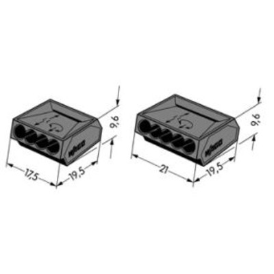 Клеммы WAGO для распределительных коробок серии 273 на 4 проводника сечением 1,0-2,5 мм2(273-202) с пастой