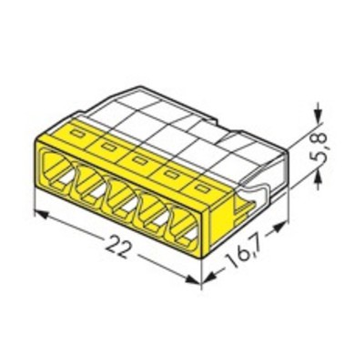Клеммы WAGO для распределительных коробок серии 2273-205 на 5 проводников от1,0 до 2,5мм2