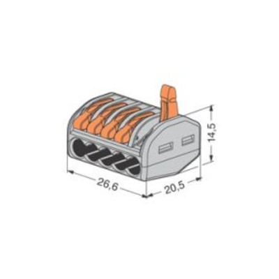 Соединитель для многожильных проводников 5х0,08-4/2,5мм2 (222-415) на 5 проводников