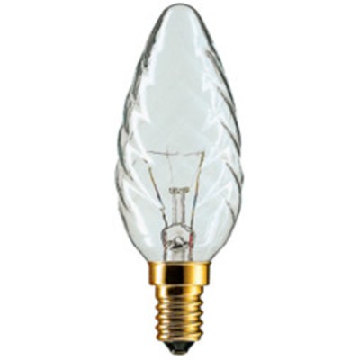 Лампа свеча витая 40W TC1 СL 220V Е-14 прозрачная GE