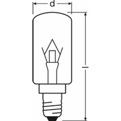 Лампа 25W  цилиндр  CL  Т-20  240-250V  Е-14 прозрачная  OSRAM