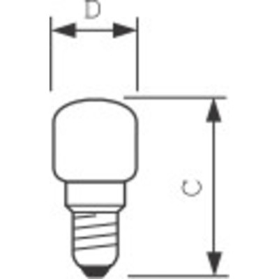 Лампа 15W  T26 230V Е-14  матовая (для холодильн. и шв. машин) OSRAM