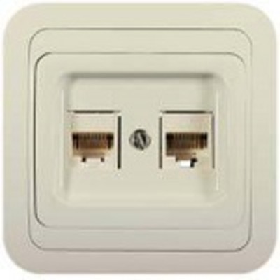 Розетка Mimoza 32034 телефонная 2 входа 4 контакта без вставки с/п бежевая MAKEL (Турция)