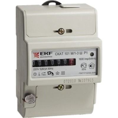 Счетчик электрической энергии СКАТ 101М/1-3 Ш Р1 5(60)А EKF электромеханический однофазный