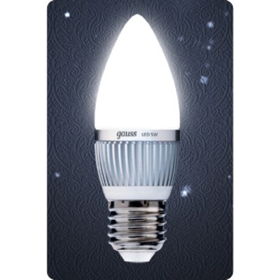 Лампа Gauss светодиодная свеча металл  5W E27 4100K аналог 60W EB103102205 +