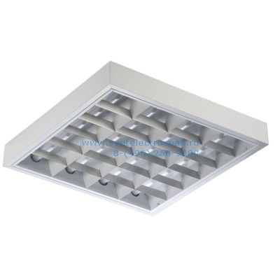 Светильник TL418 W EM накладной, 620х620, растр белого цвета, ЭмПРА (класс энергосбережения EEI=B2) Helvar, Philips и т.п., блок аварийного питания Technolux®