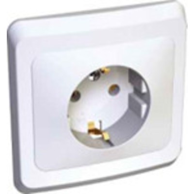 Розетка 1 мест. С.У. с/з  со шторками РС16-004B  ЭТЮД белый Schneider Electric