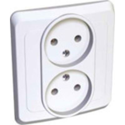 Розетка 2 мест. С.У. б/з  без шторок РС16-005B  ЭТЮД белый Schneider Electric