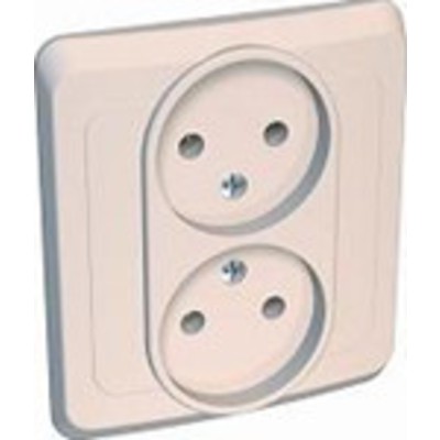 Розетка 2 мест. С.У. б/з  со шторками РС16-006К  ЭТЮД кремовый Schneider Electric