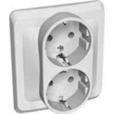 Розетка 2 мест. С.У. с/з  со шторками РС16-008B  ЭТЮД белый Schneider Electric