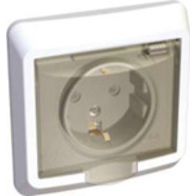 Розетка  1 мест. С.У.  IP44 с крышкой со шторками РС16-044B  ЭТЮД белый Schneider Electric