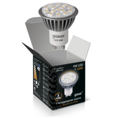 Лампа Gauss LED 7W GU10 4100K аналог 75W EB101106207