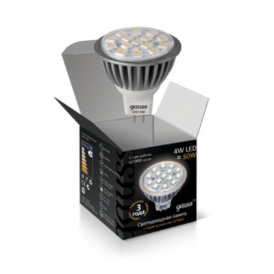 Лампа Gauss LED  MR16 4W GU5.3 AC220-240V 2700K диммируемая аналог 50W EB101005104-D