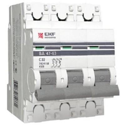 Автоматический выключатель ВА 47-63, 3P 0,5А (C) 4,5kA EKF PROxima