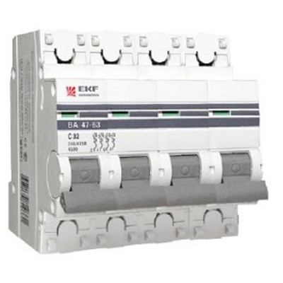 Автоматический выключатель ВА 47-63, 4P 0,5А (C) 4,5kA EKF PROxima