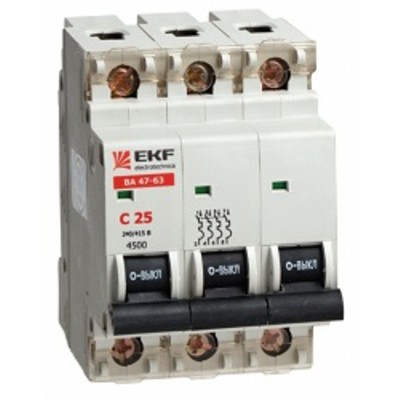 Автоматический выключатель ВА 47-29, 3P 6А (C) 4,5кА EKF