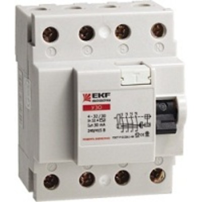 Устройство защитного отключения УЗО ВД-100 4P 32А/10мА (электромеханическое) EKF PROxima