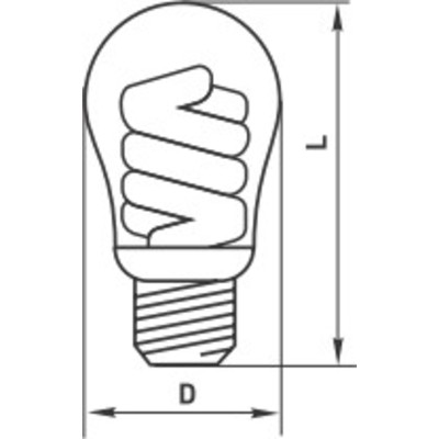 Лампа 15W энергосберегающая LN-груша 15W 2700K Е27 10000h A55 EKF LN-T2-15-827-E27