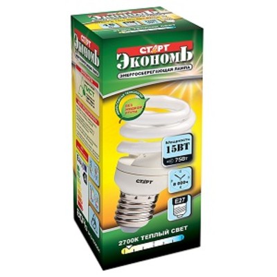Лампа 15W ESP E27 2700K 105х41 8000ч (эконом) СТАРТ