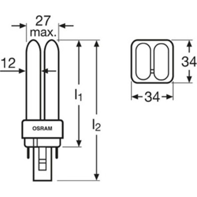 Лампа 13W DULUX D 13 W/865  для электромагнитных ПРА (ЭМПРА) OSRAM