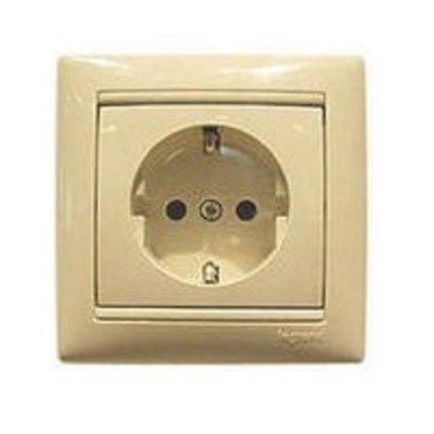 РОЗЕТКА - VALENA - 2К+3 - С ЗАЩИТНЫМИ ШТОРКАМИ - НА ВИНТАХ - 10/16 А - 230/250 В~ - СЛОНОВАЯ КОСТЬ LEGRAND 