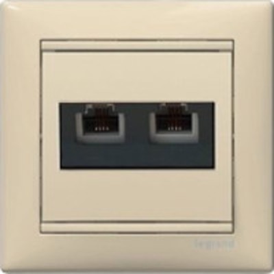 ТЕЛЕФОННАЯ РОЗЕТКА - VALENA - RJ 11 - 4 КОНТАКТА - 2 ВЫХОДА - СЛОНОВАЯ КОСТЬ LEGRAND 