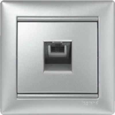 ТЕЛЕФОННАЯ РОЗЕТКА - VALENA - RJ 11 - 4 КОНТАКТА - 1 ВЫХОД - АЛЮМИНИЙ LEGRAND 