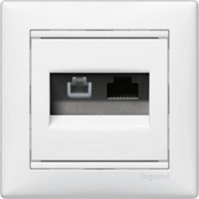 ДВОЙНАЯ РОЗЕТКА RJ 45 КАТ. 5Е/6 UTP + RJ 11 - VALENA - БЕЛЫЙ LEGRAND 