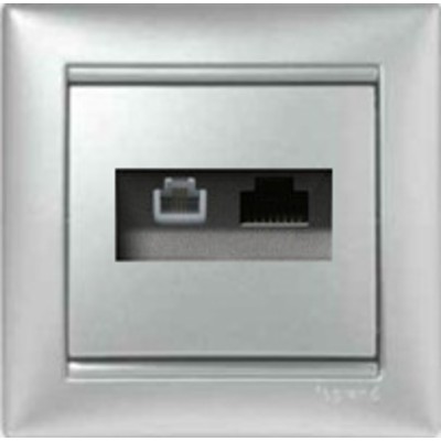 ДВОЙНАЯ РОЗЕТКА RJ 45 КАТ. 5Е/6 UTP + RJ 11 - VALENA - АЛЮМИНИЙ LEGRAND 