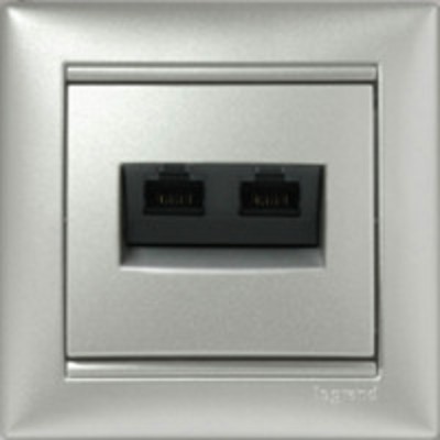 ИНФОРМАЦИОННАЯ РОЗЕТКА - VALENA - RJ 45 - КАТЕГОРИЯ 6 - STP - 2 ВЫХОДА - НА ВИНТАХ - АЛЮМИНИЙ LEGRAND 