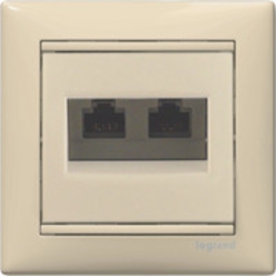ИНФОРМАЦИОННАЯ РОЗЕТКА - VALENA - RJ 45 - КАТЕГОРИЯ 6 - UTP - 2 ВЫХОДА - НА ЗАХВАТАХ - СЛОНОВАЯ КОСТЬ LEGRAND 